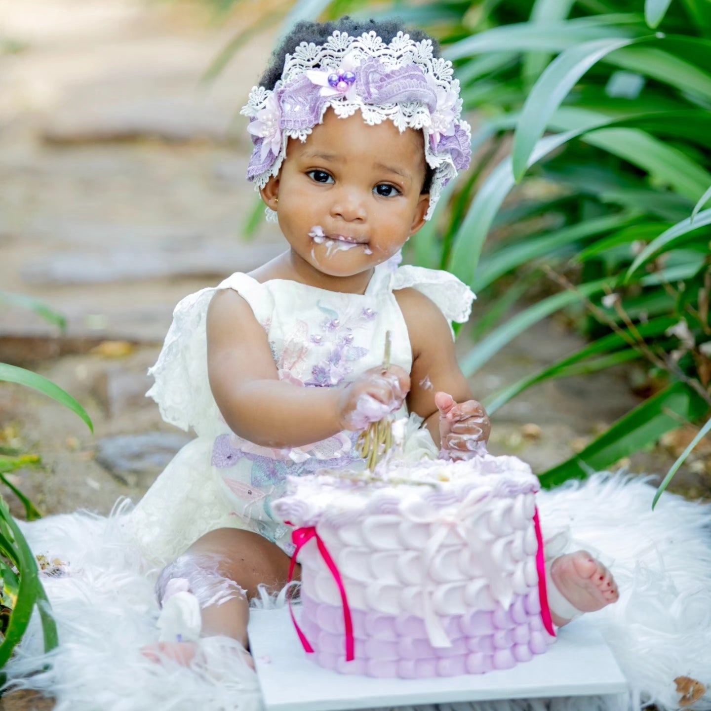 Purple Floral Embroidered Lace Romper 1001158