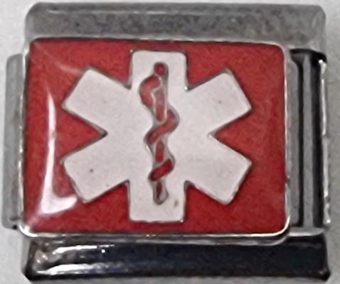 Medic Alert Titanium Grey Base 9mm Charm