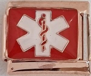 Medical Alert Rose Gold Base 9mm Charm