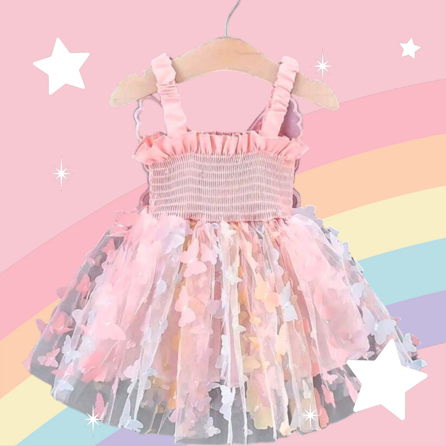 Rainbow Butterfly Mush Dress "Cutie"