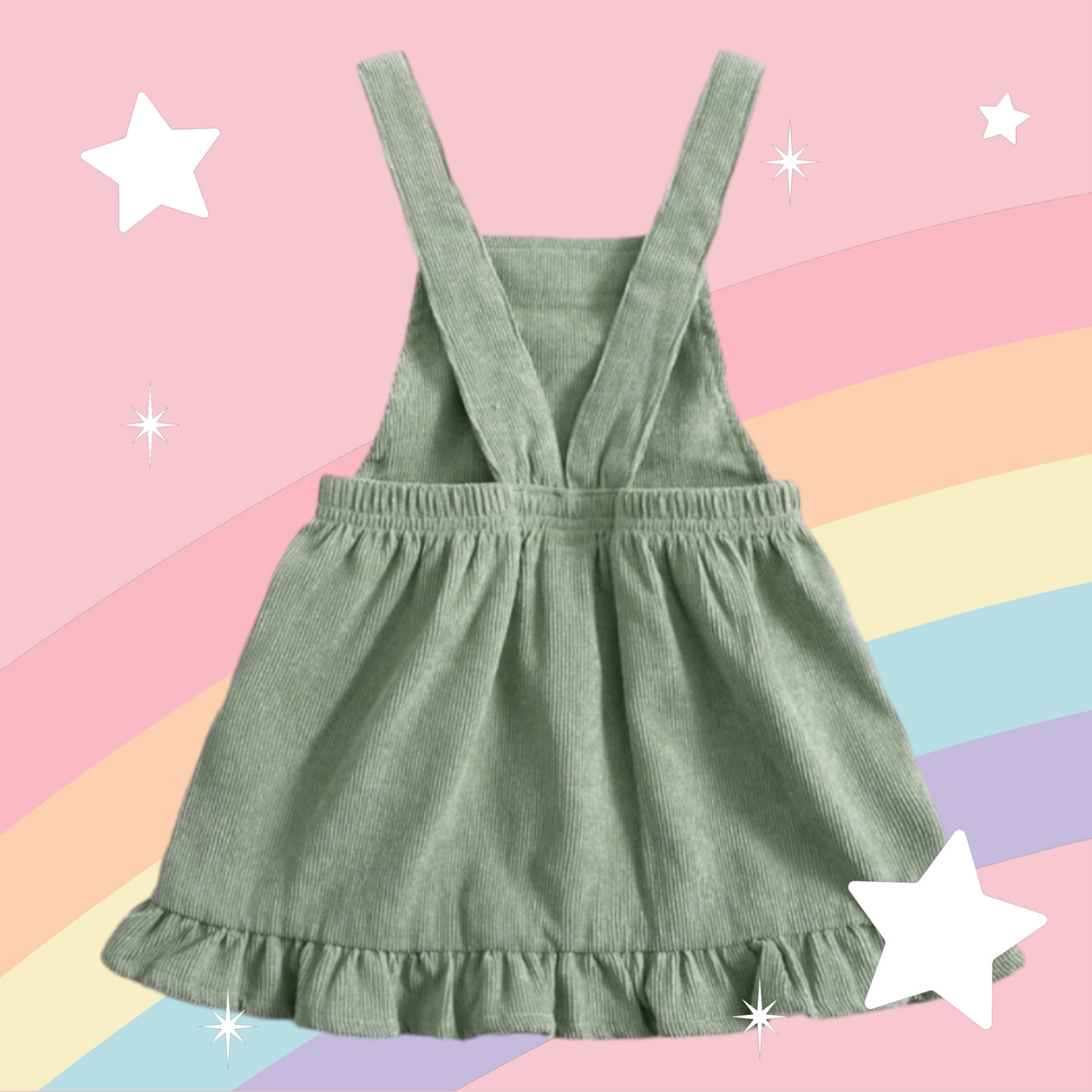 Sage Rainbow Dungaree Corduroy Dress #1000784