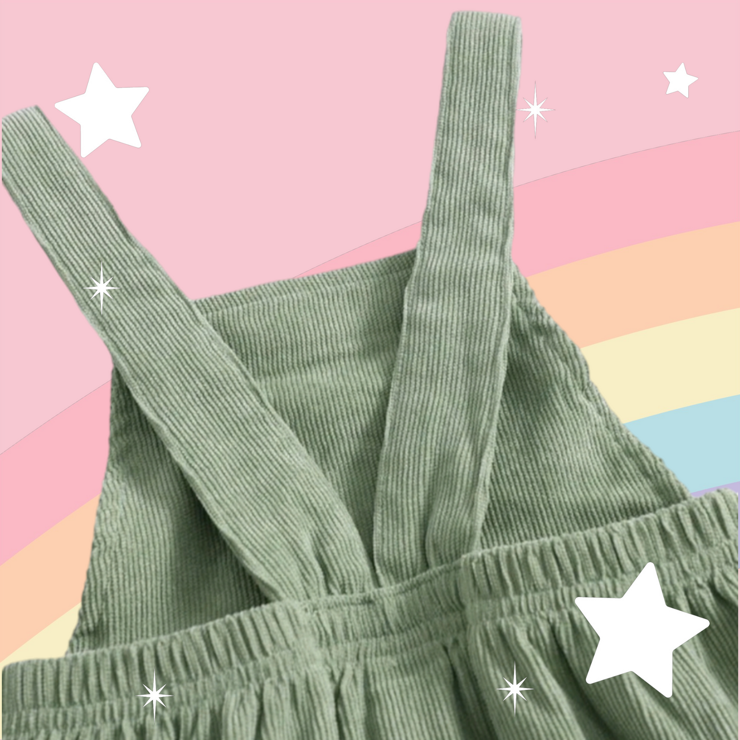 Sage Rainbow Dungaree Corduroy Dress #1000784