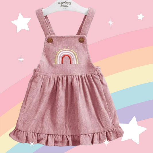 Pink Rainbow Dungaree Corduroy Dress