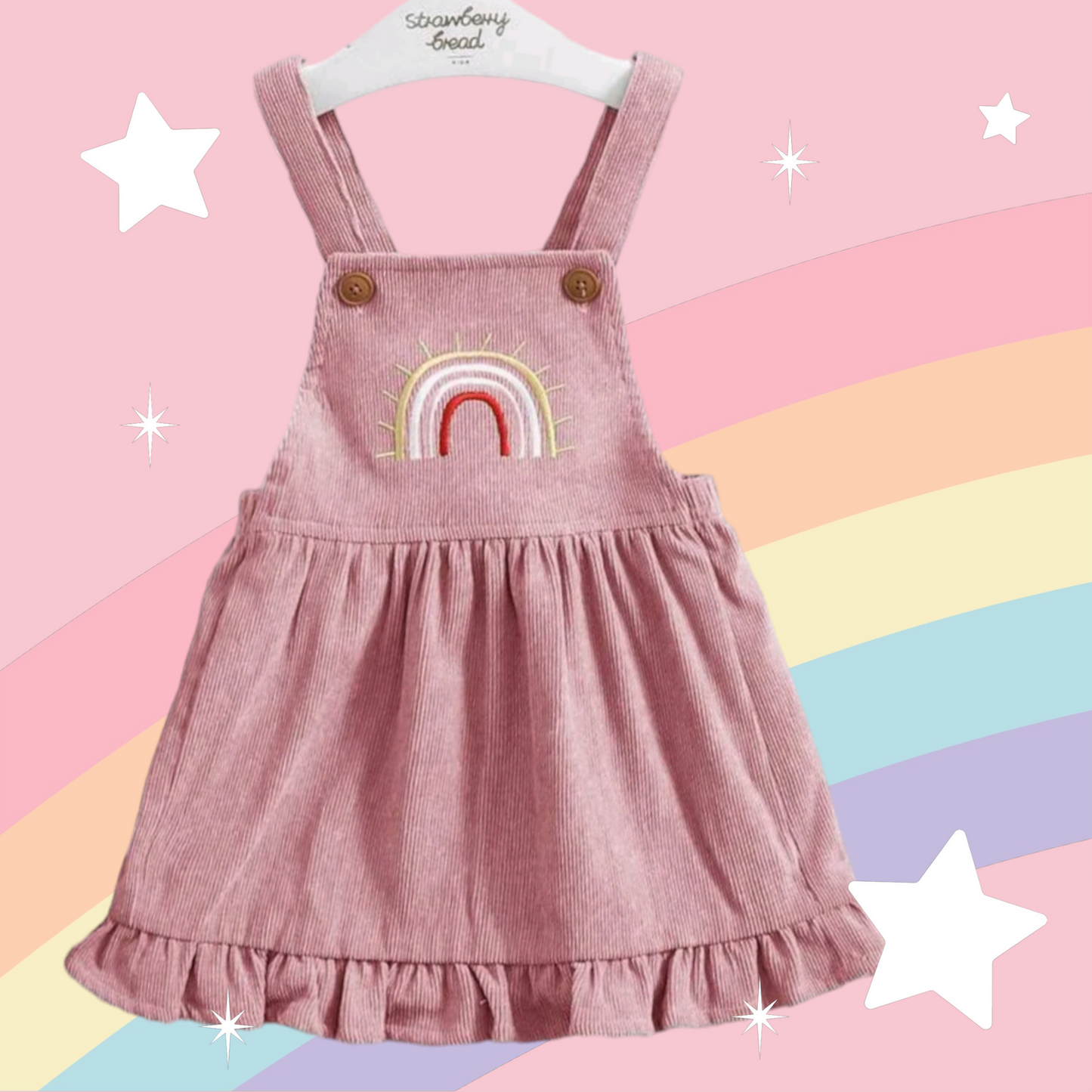 Pink Rainbow Dungaree Corduroy Dress 1000798