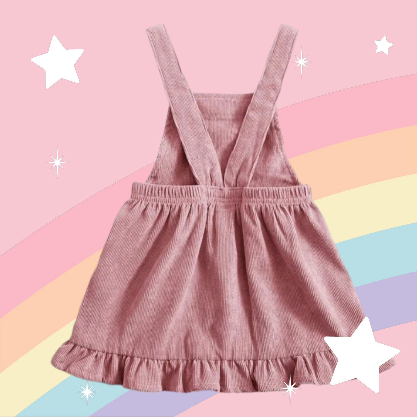 Pink Rainbow Dungaree Corduroy Dress