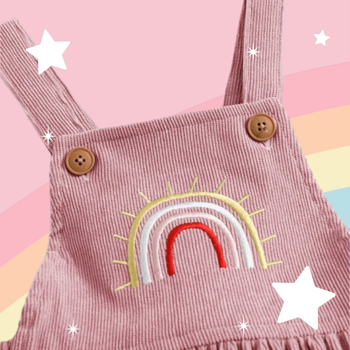 Pink Rainbow Dungaree Corduroy Dress 1000798