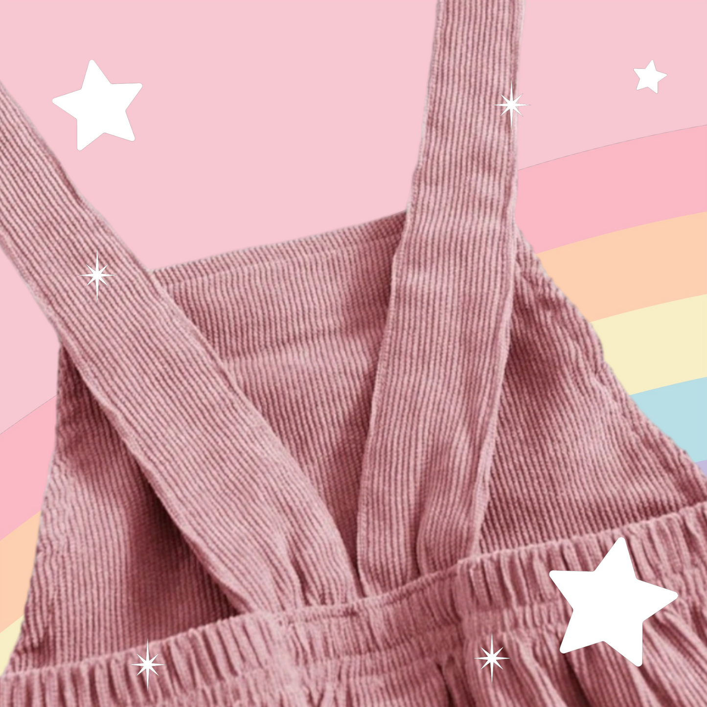 Pink Rainbow Dungaree Corduroy Dress 1000798
