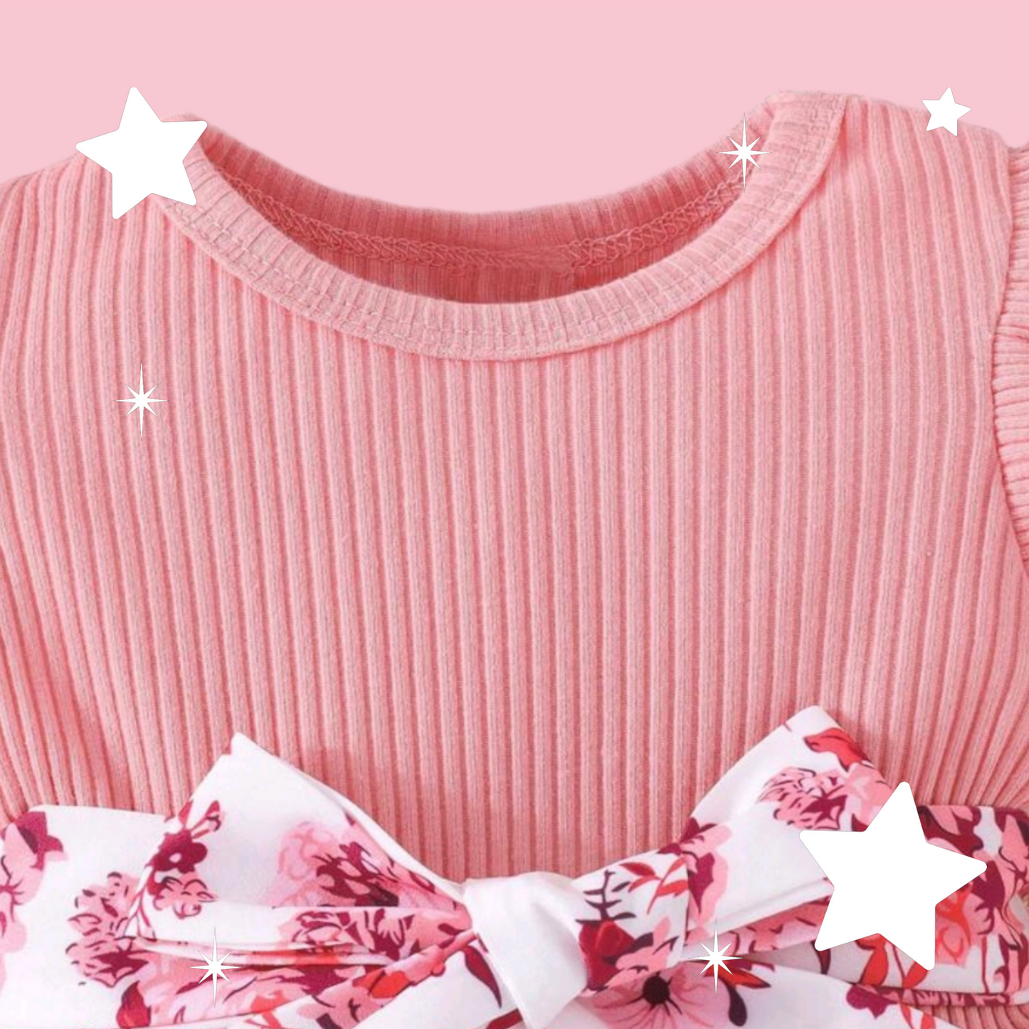 Pink Floral Dress with Ruffle Sleeves 1000300