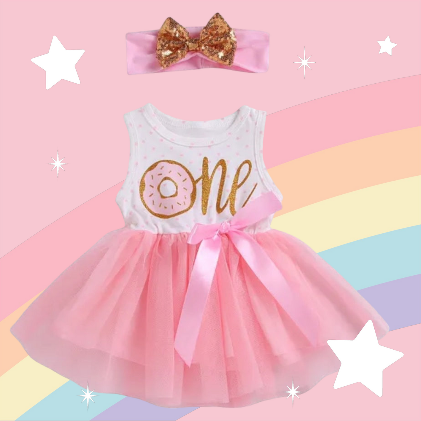 One Sleeveless Birthday Dress and Headband 100080