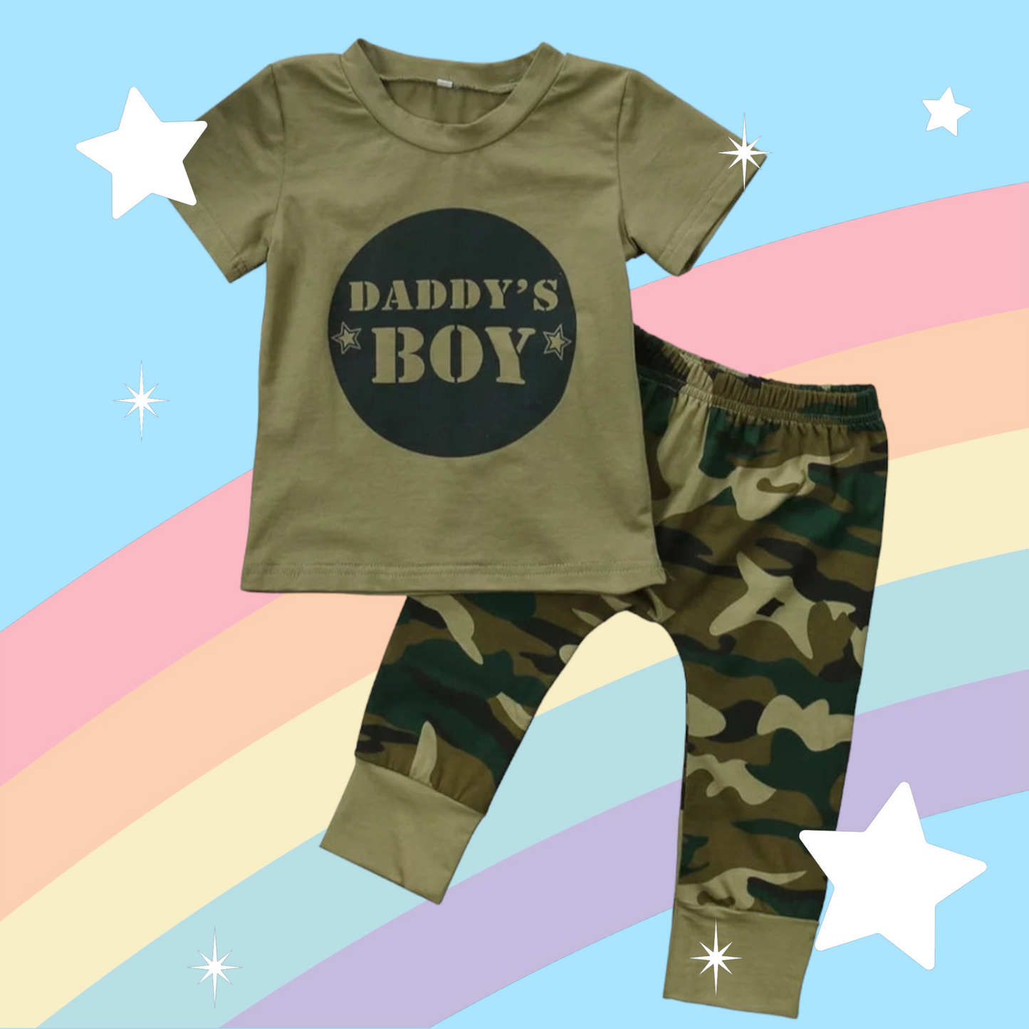 Daddy's Boy T-shirt and Camo Pants