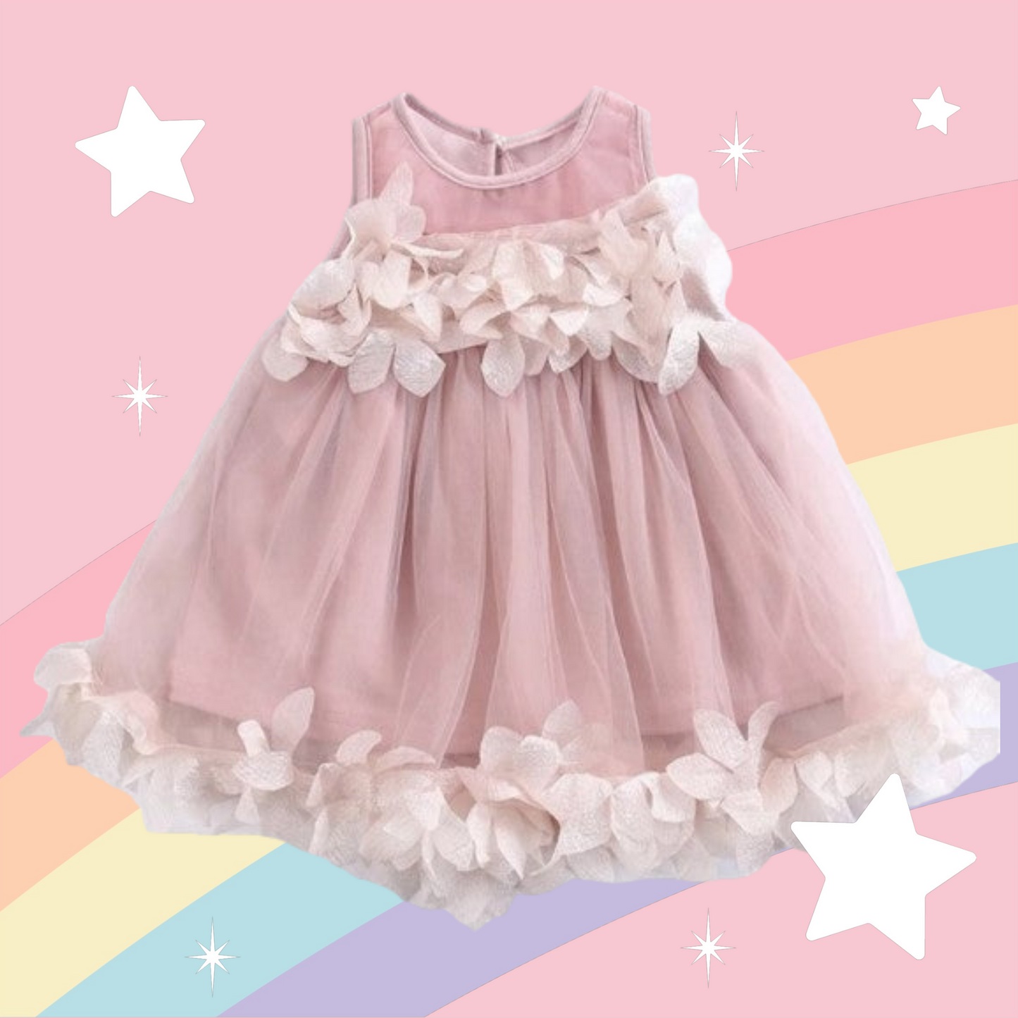 Pink 3D Ruffle Floral Dress 1000130