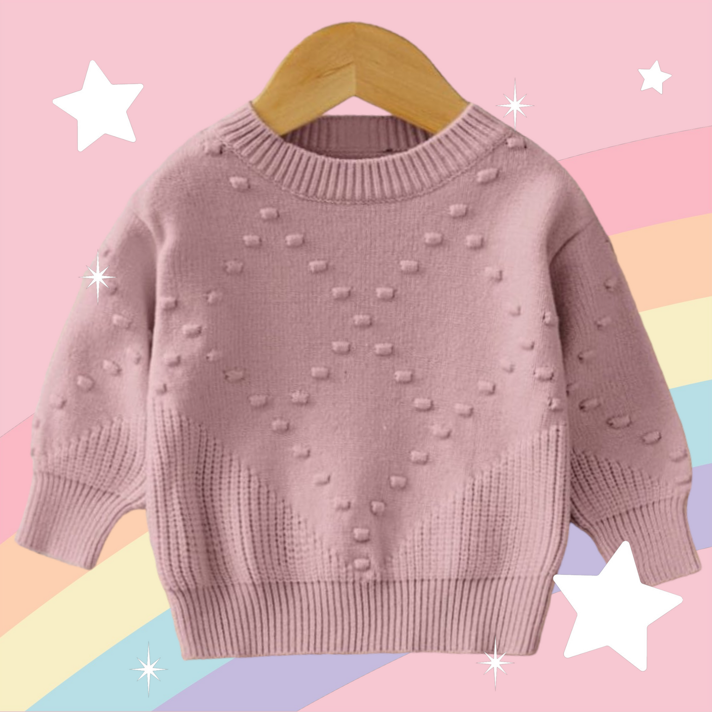 Dusty Pink Popcorn Knit Sweater