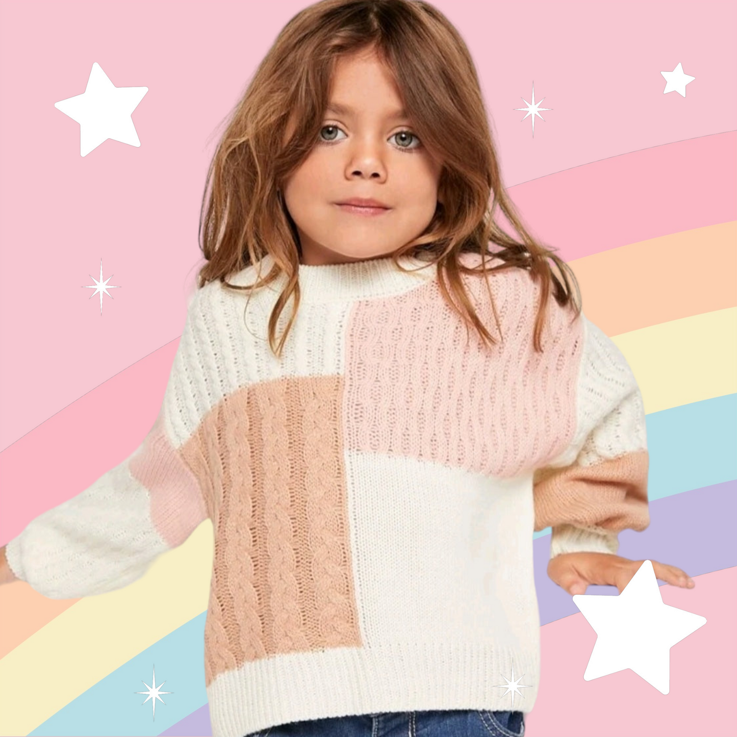 Colorblock Cable Knit Sweater