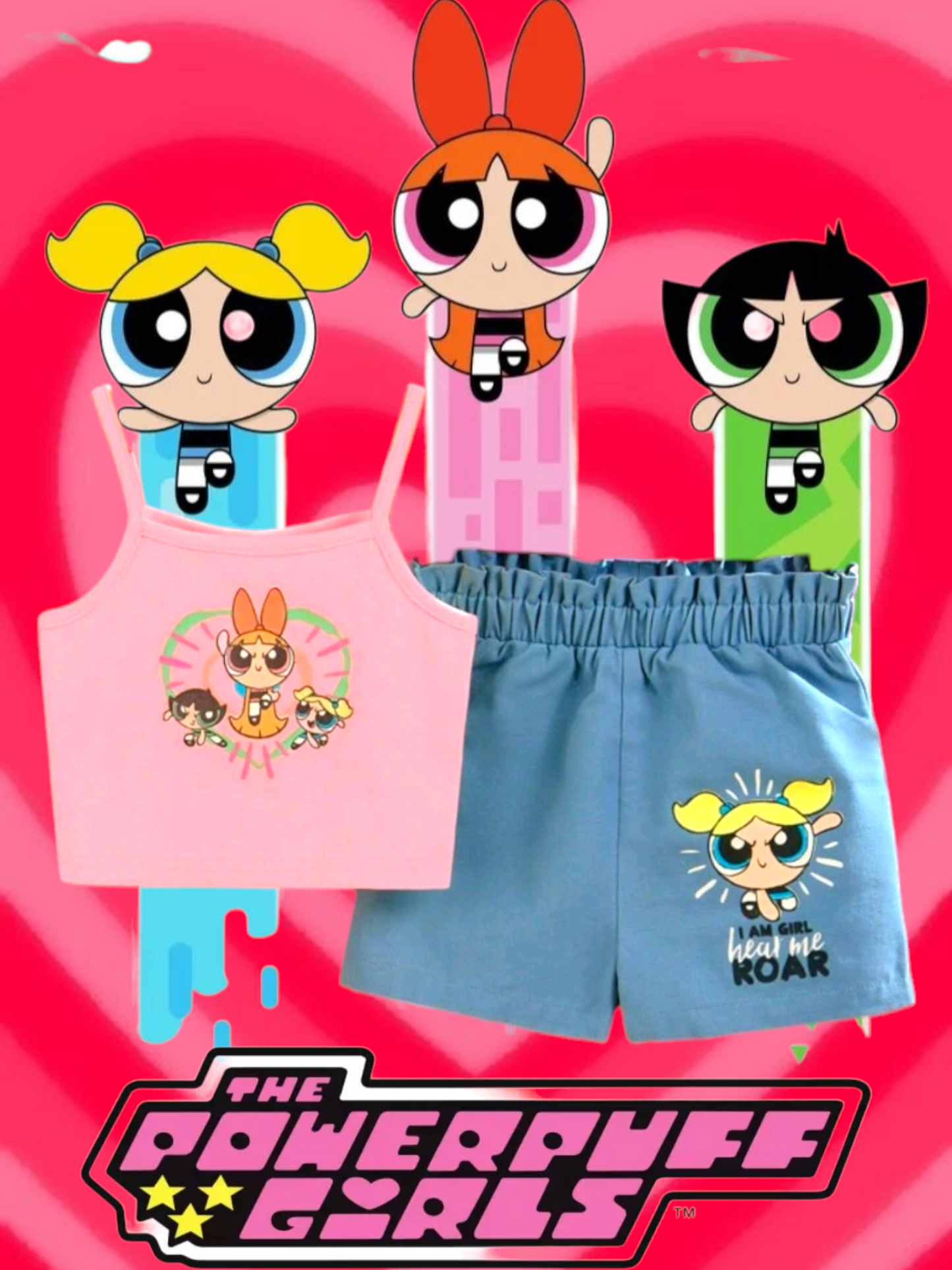 Powerpuff Girls Denim Shorts and Strappy Top 100065