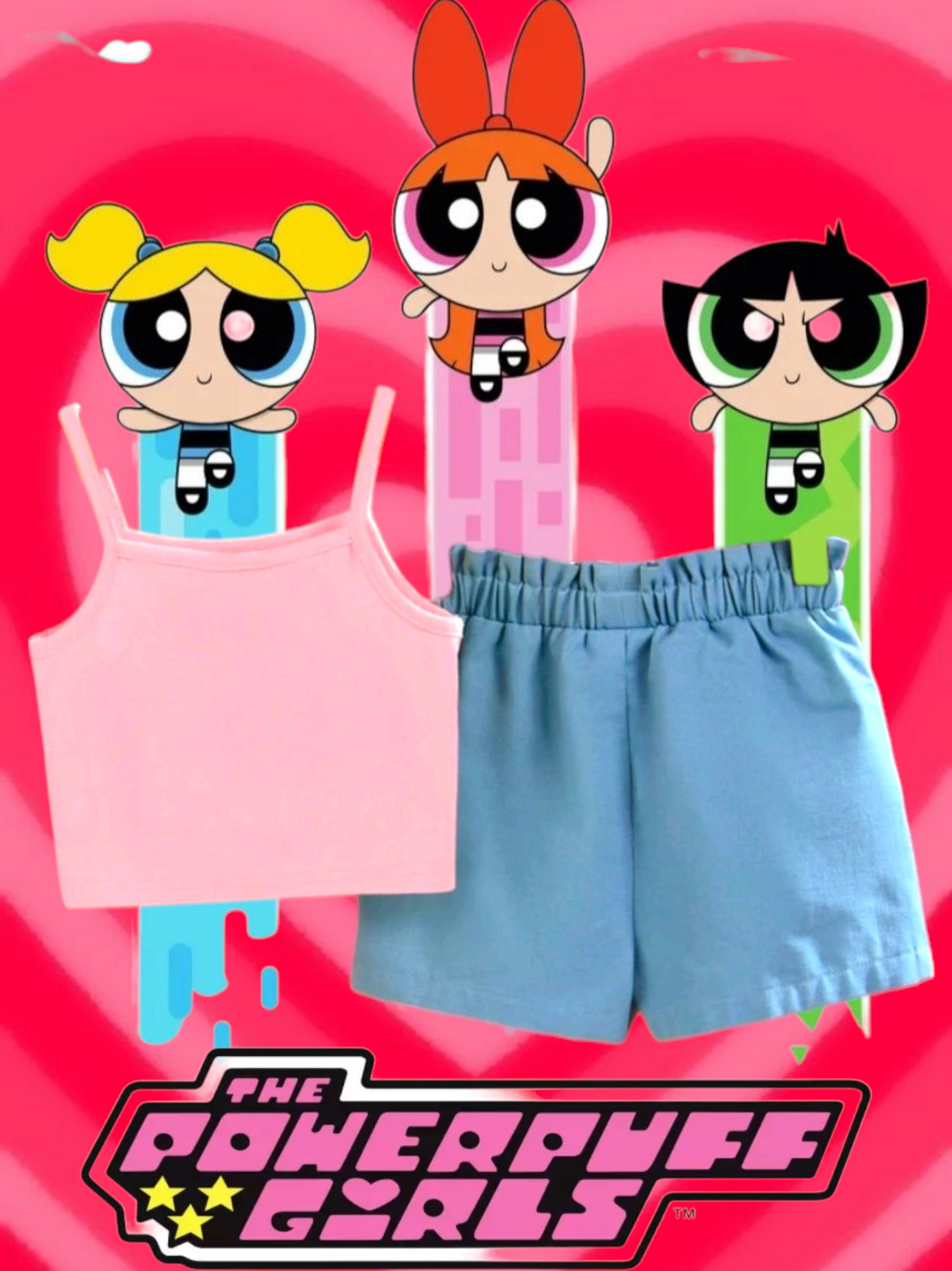 Powerpuff Girls Denim Shorts and Strappy Top 100065