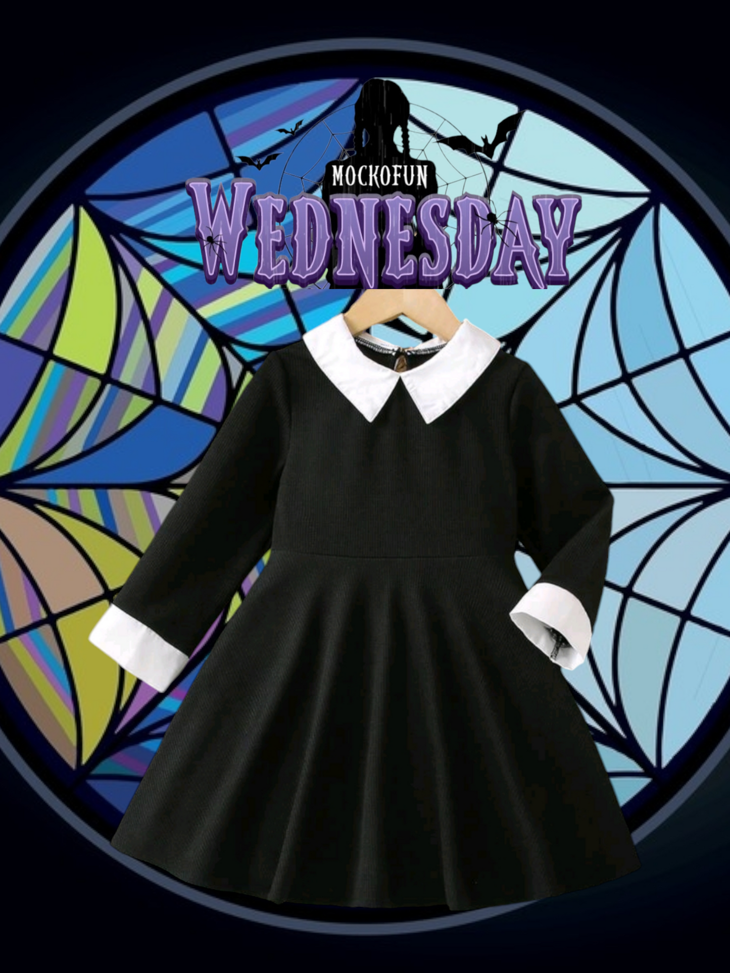 Black Dress with White Collar 1000726