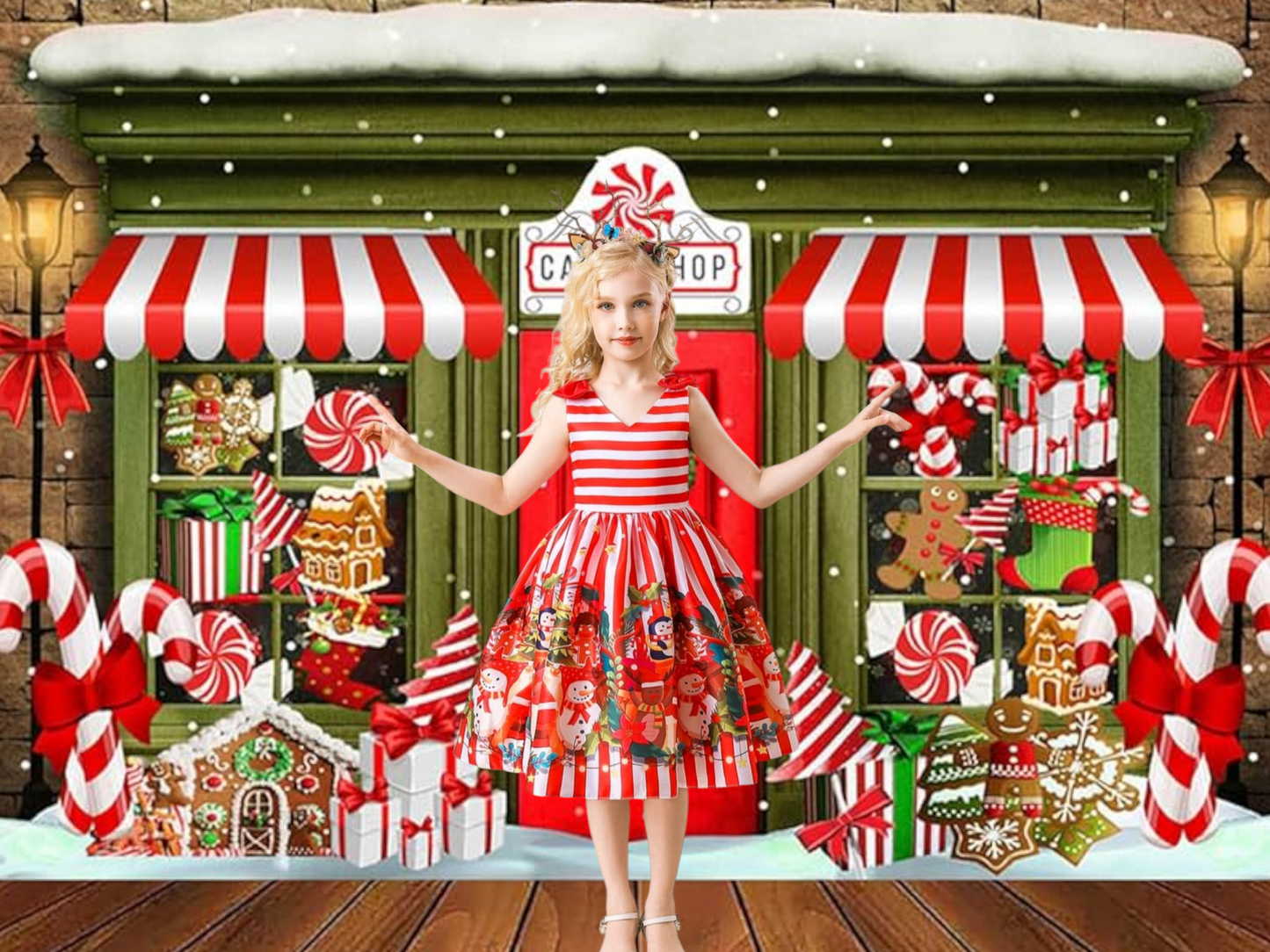 Striped Red and White Christmas Special Occasions Dress #1000975