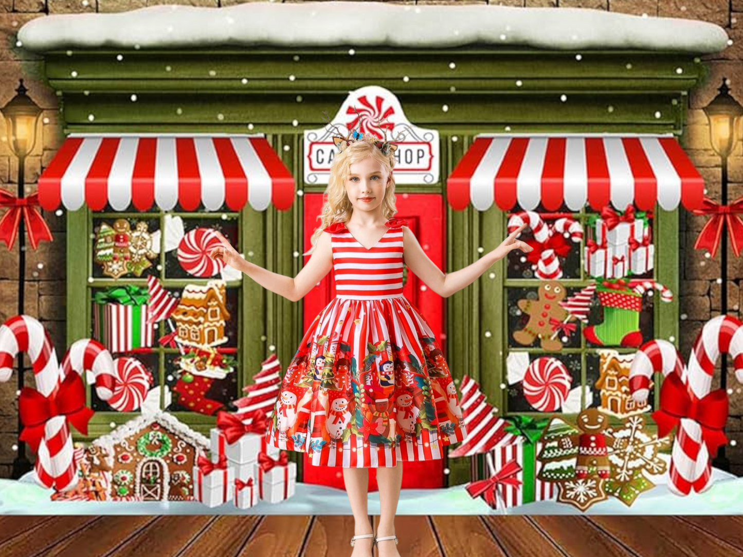 Striped Red and White Christmas Special Occasions Dress 