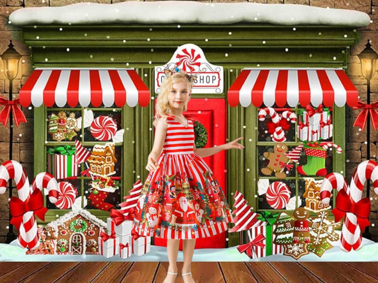 Striped Red and White Christmas Special Occasions Dress #1000975