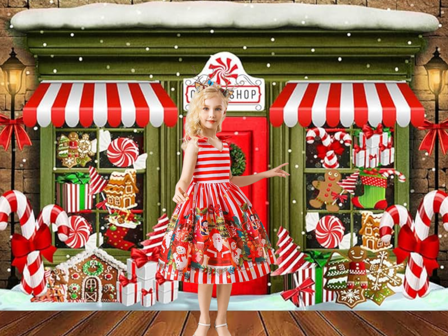 Striped Red and White Christmas Special Occasions Dress 