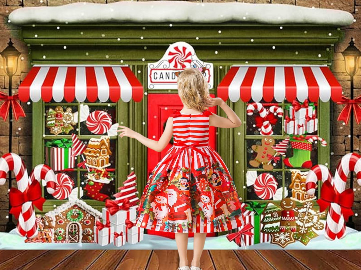 Striped Red and White Christmas Special Occasions Dress #1000975