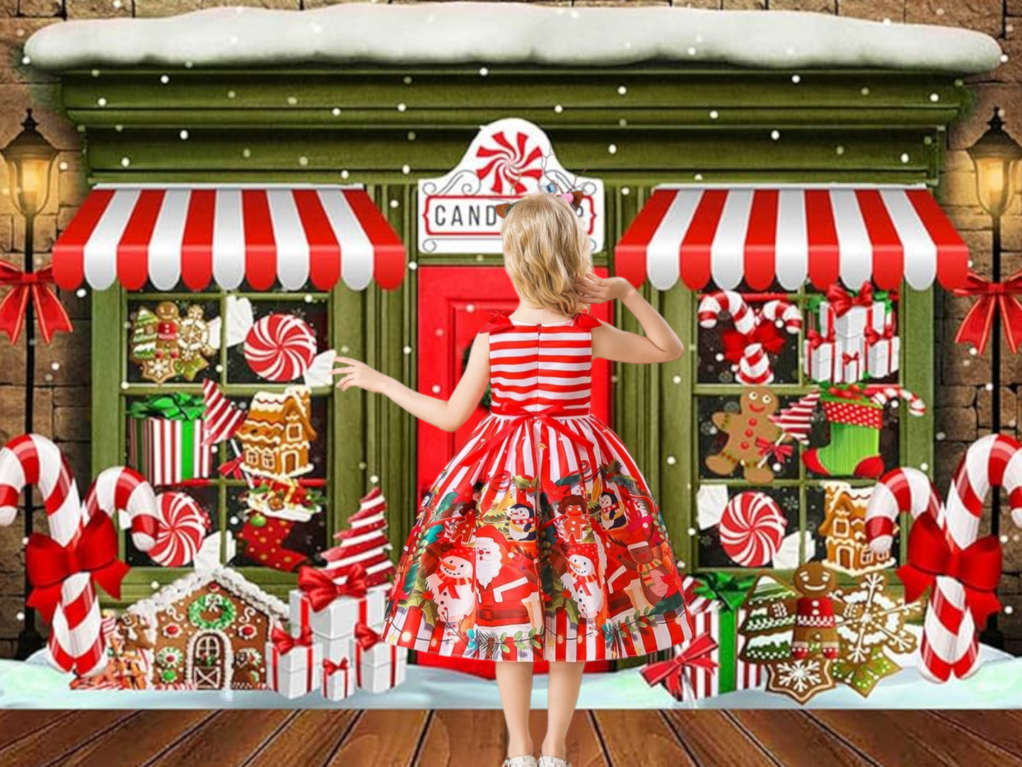 Striped Red and White Christmas Special Occasions Dress 