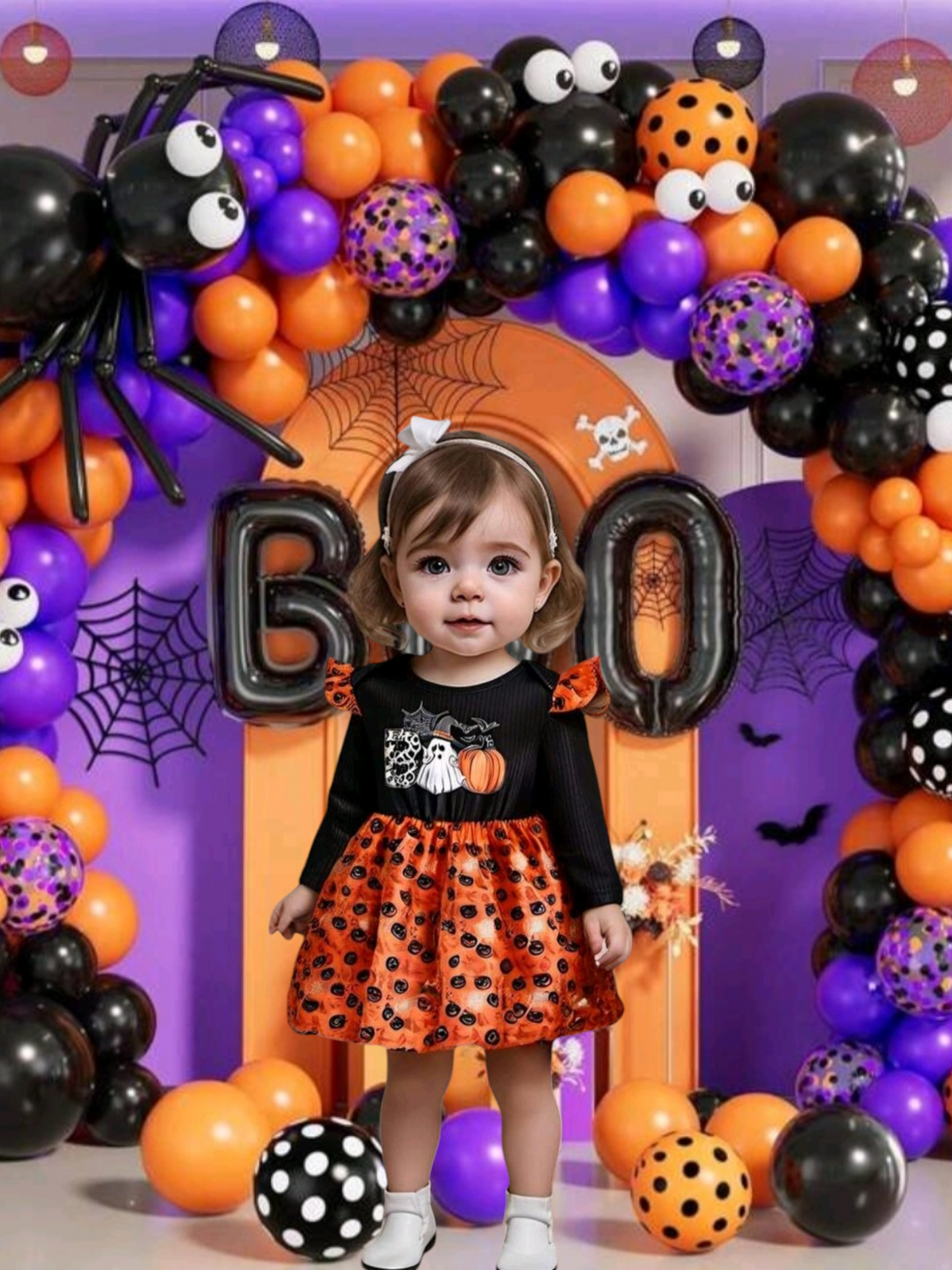 BOO Halloween Dress Black and Orange 1001004