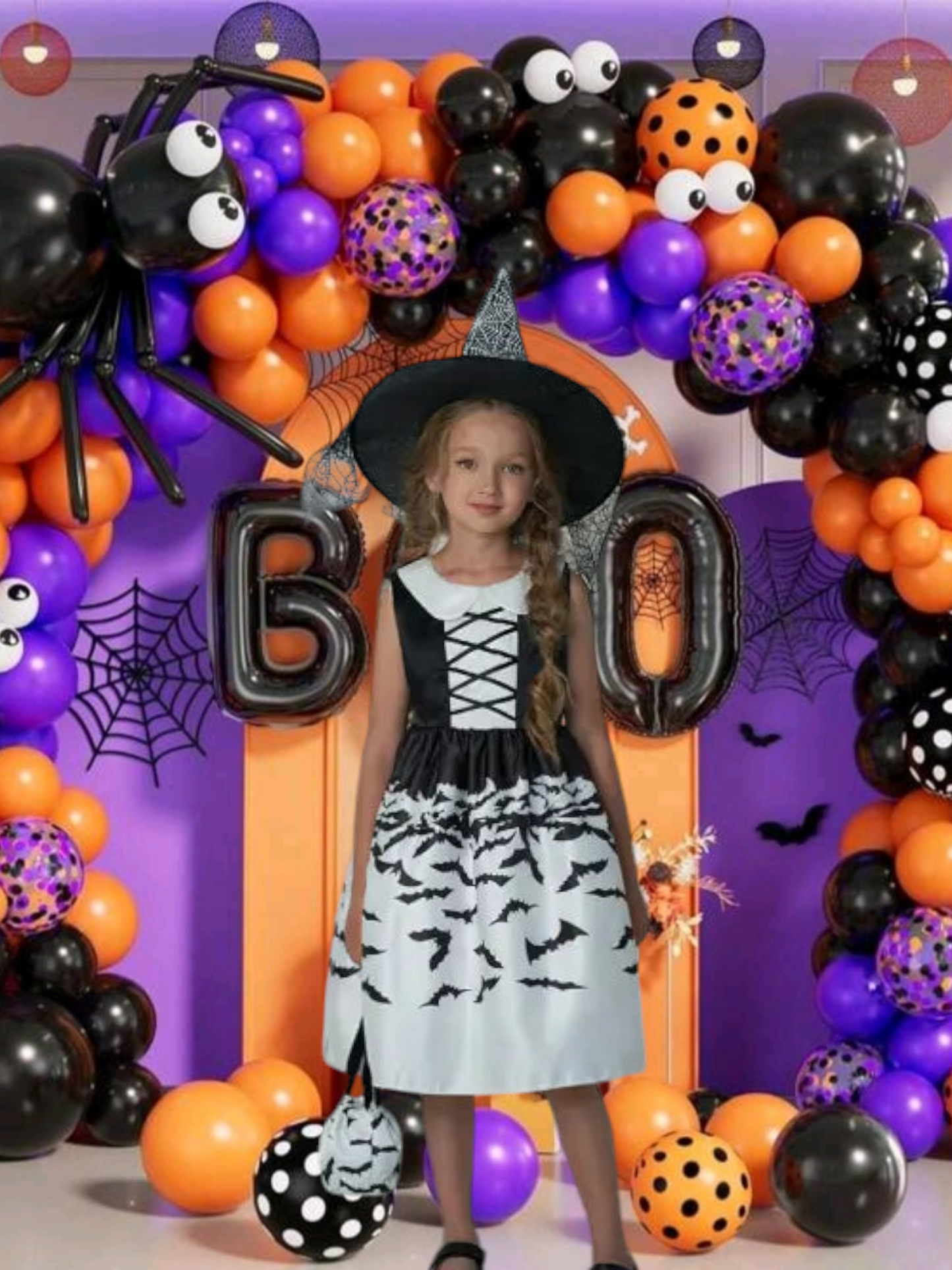 Halloween Black and White Dress with Bag 1000989