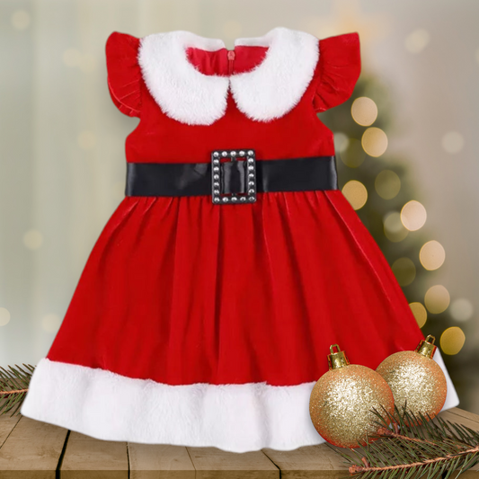 Velvet Santa Dress Short Sleeve