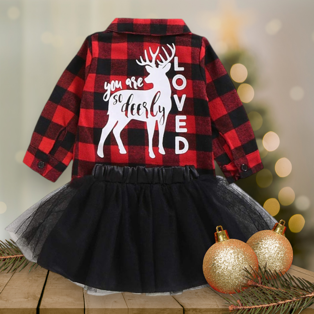 You Are So Deerly Loved Check Shirt and Tutu 90003