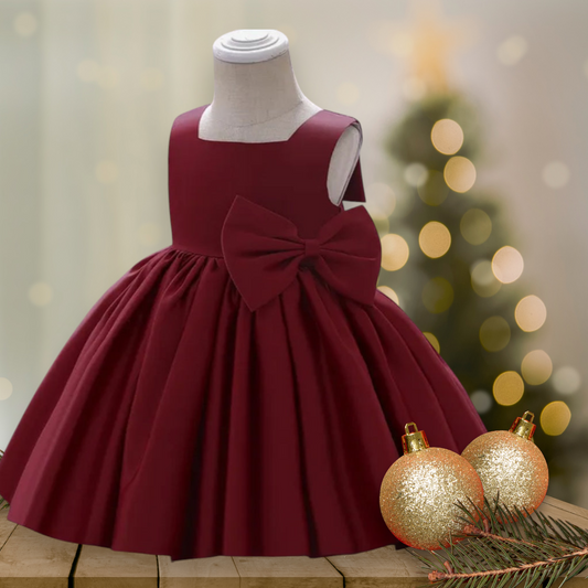 Burgundy Special Occasions Dress with Big Bow (Clip on)