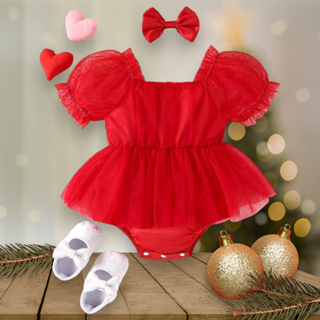 Red Balloon Sleeve Romper and Headband 1000722