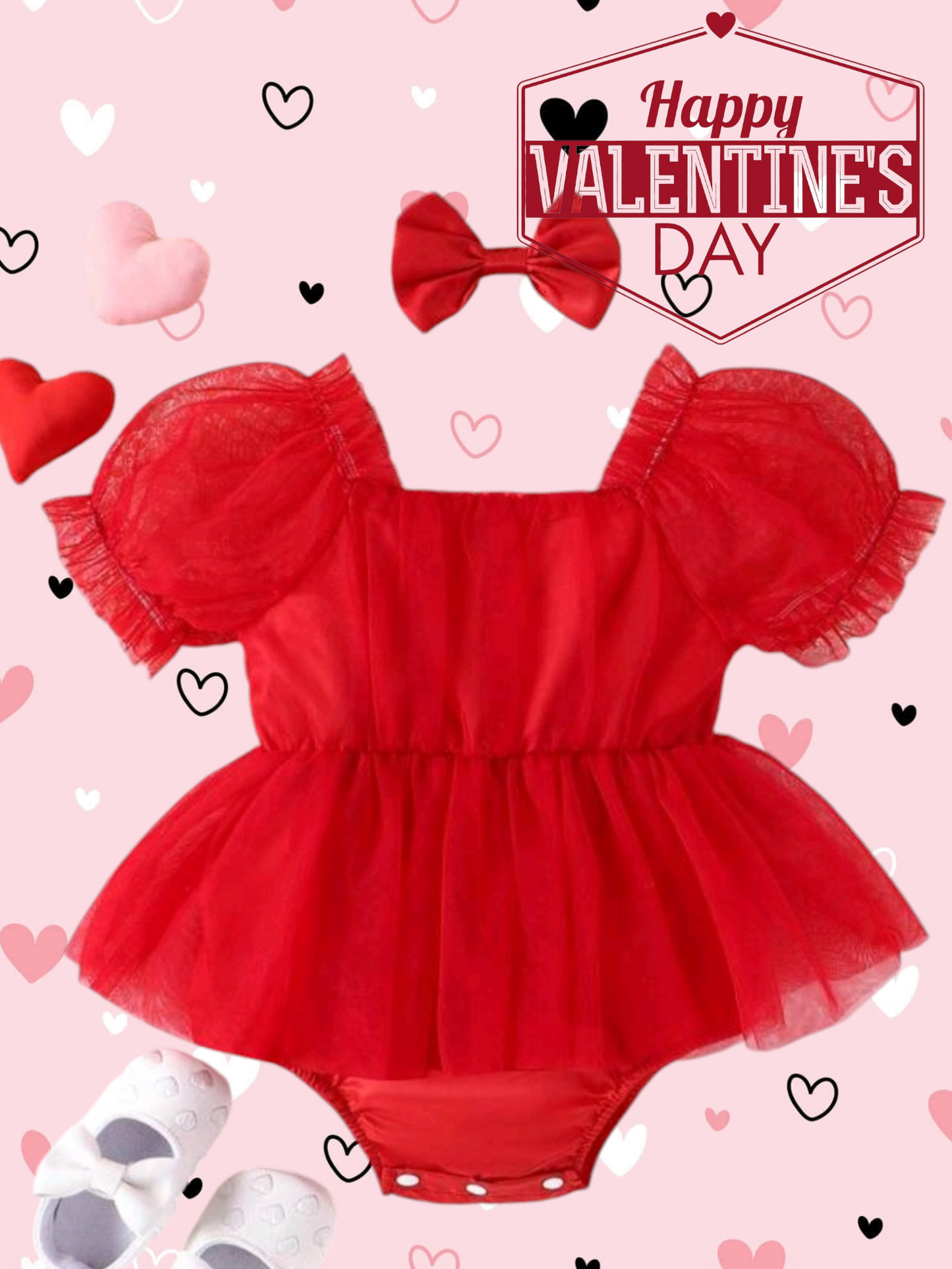 Red Balloon Sleeve Romper and Headband 1000722