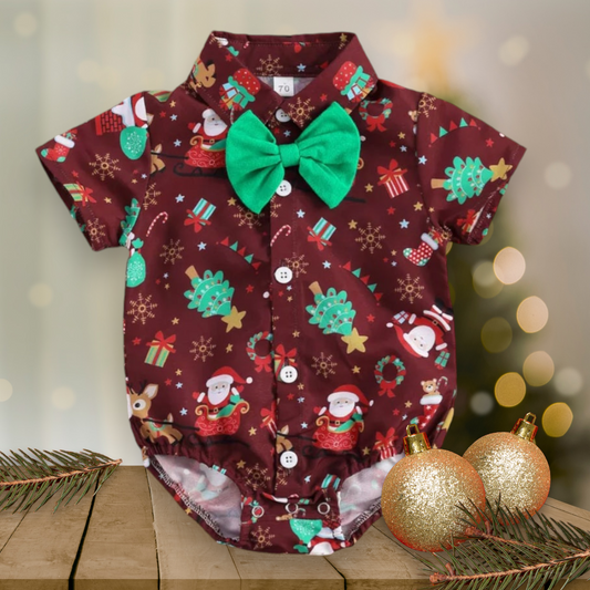 Maroon Christmas Romper Boy Generalman 2000316