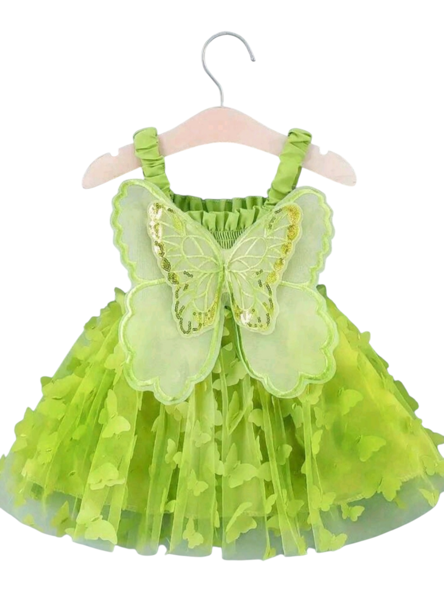 Lime Green Mesh Butterfly Dress 