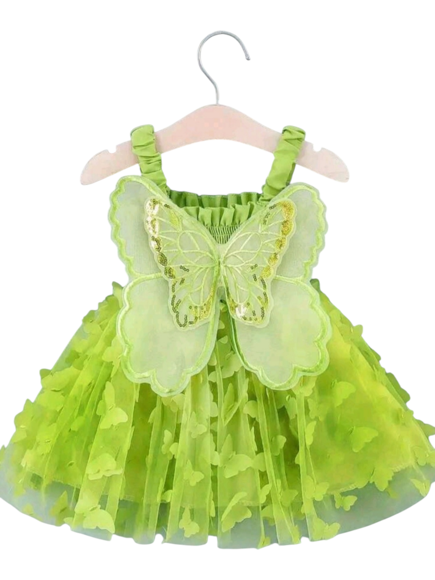 Lime Green Mesh Butterfly Dress 1000566