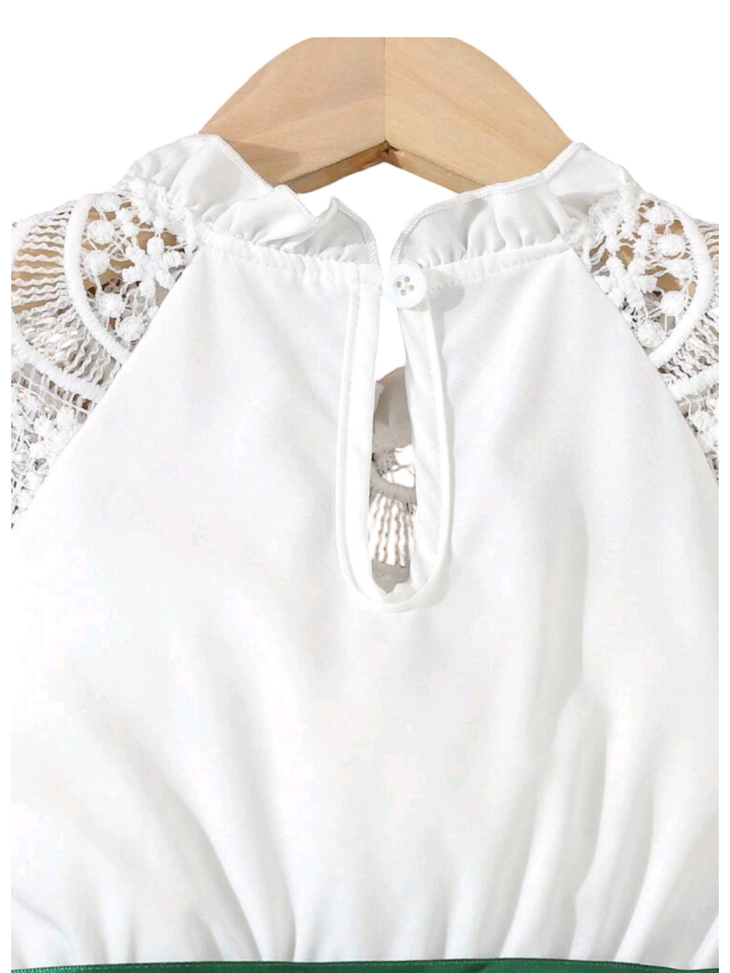 White Lace Forest Green Dress 1001150