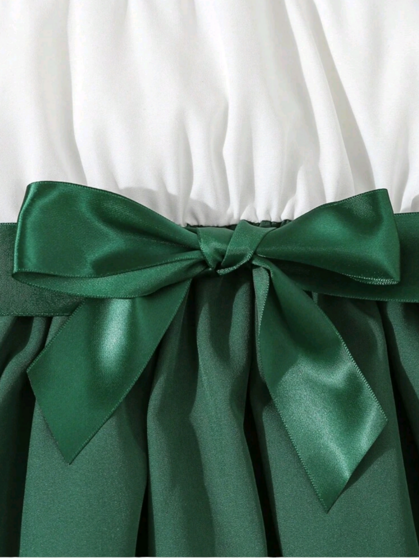 White Lace Forest Green Dress