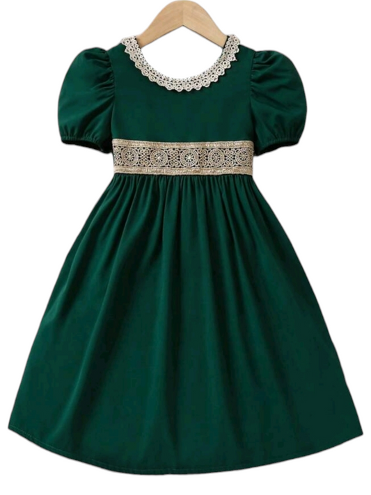 Forest Green And Gold Dress.