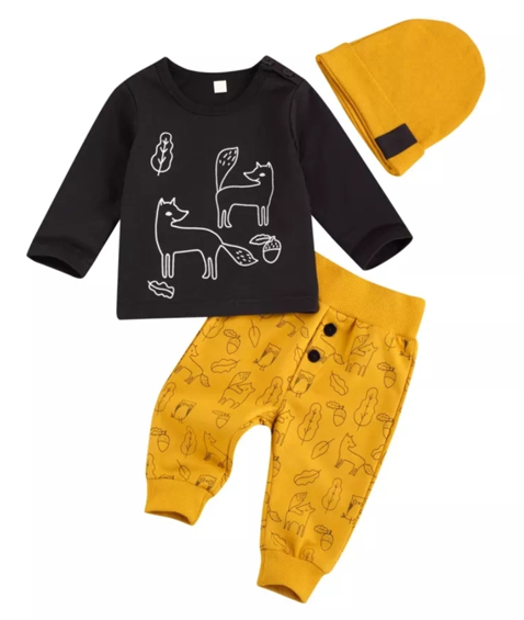 Black and Yellow Fox 3PSC Tracksuit