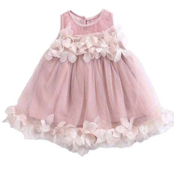 Pink 3D Ruffle Floral Dress