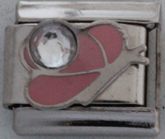 Pink Butterfly with Clear Stone 9mm Charm-Charmed Jewellery