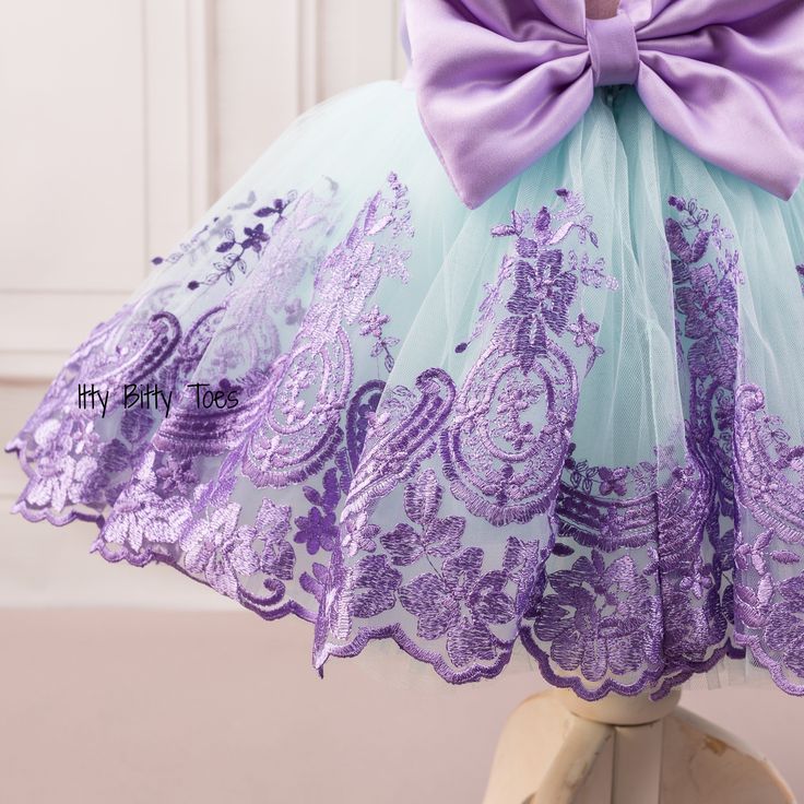 Purple Lace Dress With Bow Detail 1001009