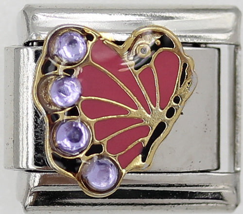 Purple Stone Pink Butterfly 9mm Charm