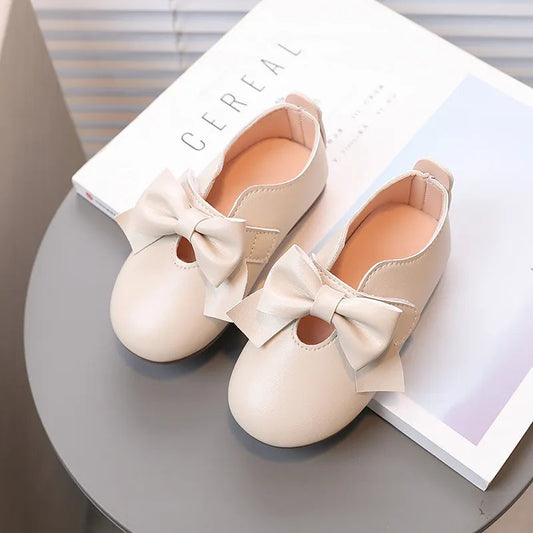 Girls Hook-and-Loop Ivory Leather Flats