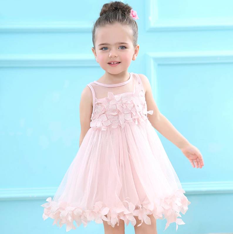 Pink 3D Ruffle Floral Dress