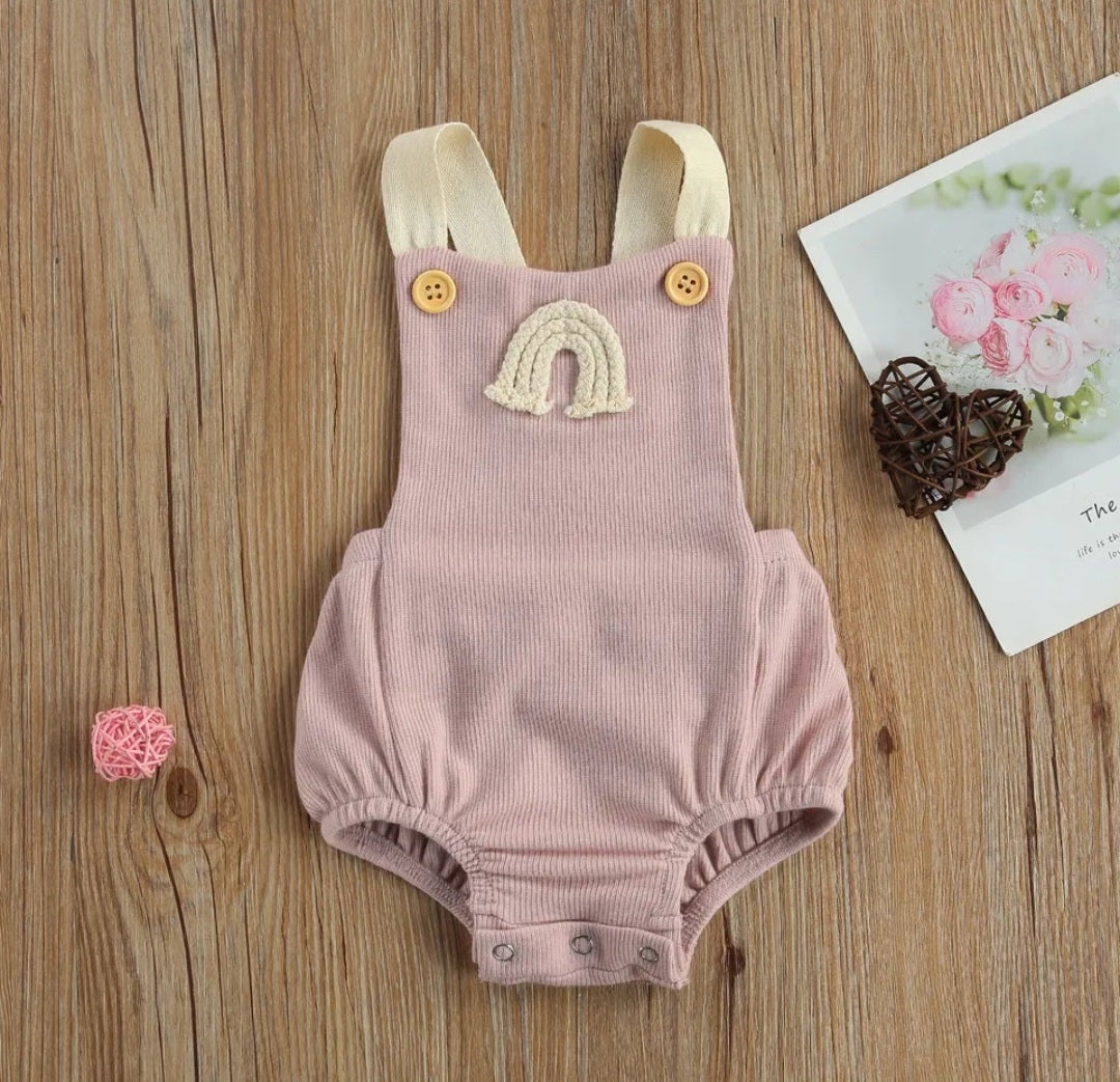 Pink Ribbed Rainbow Romper 1000192