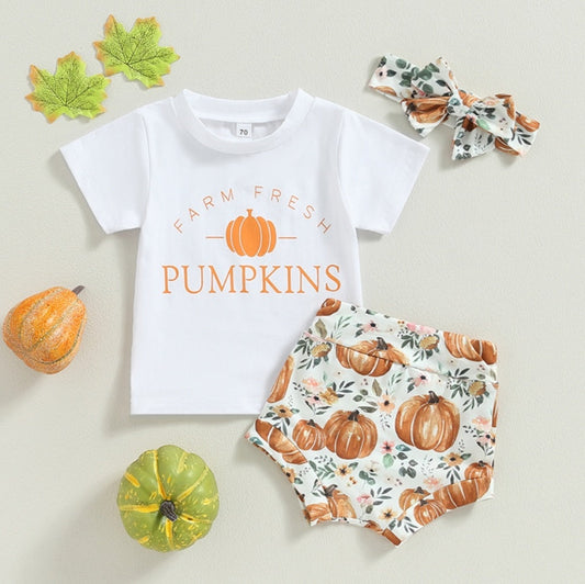 Farm Fresh Pumpkins T-shirt with Bloomer and Headband 