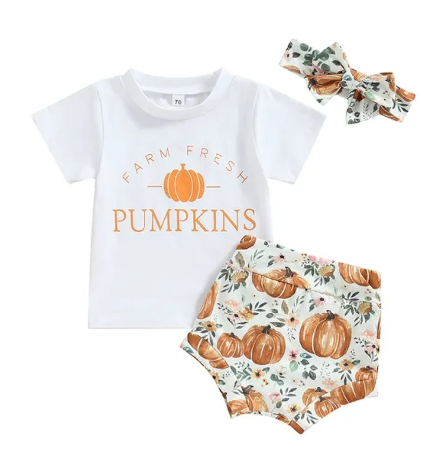 Farm Fresh Pumpkins T-shirt with Bloomer and Headband 
