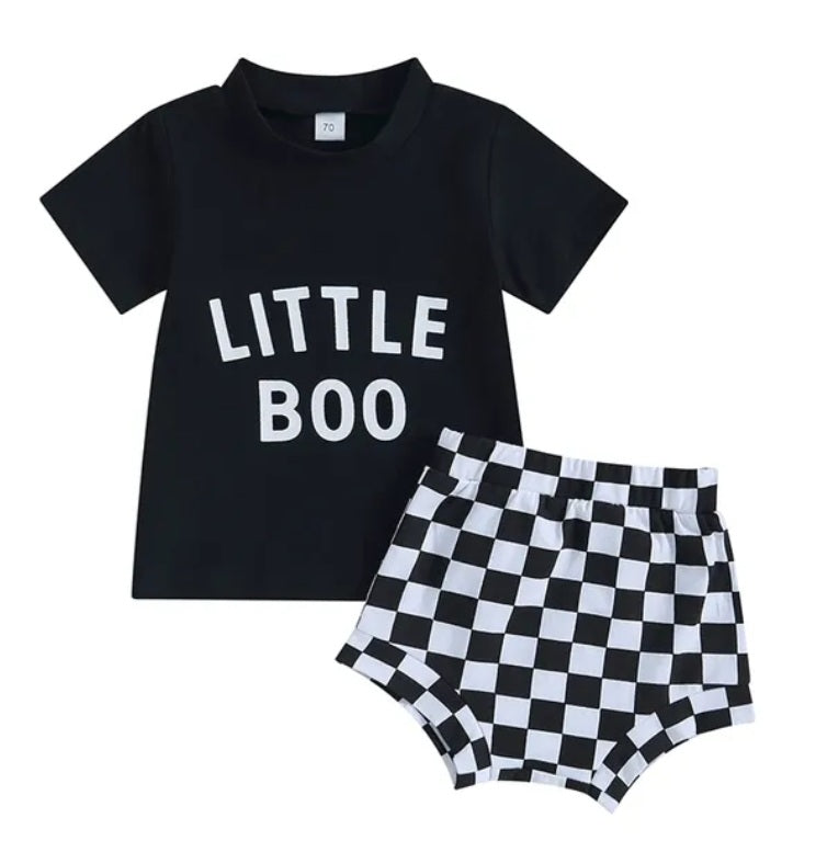 Little Boo T-shirt with Checked Bloomer Gender Neutral 